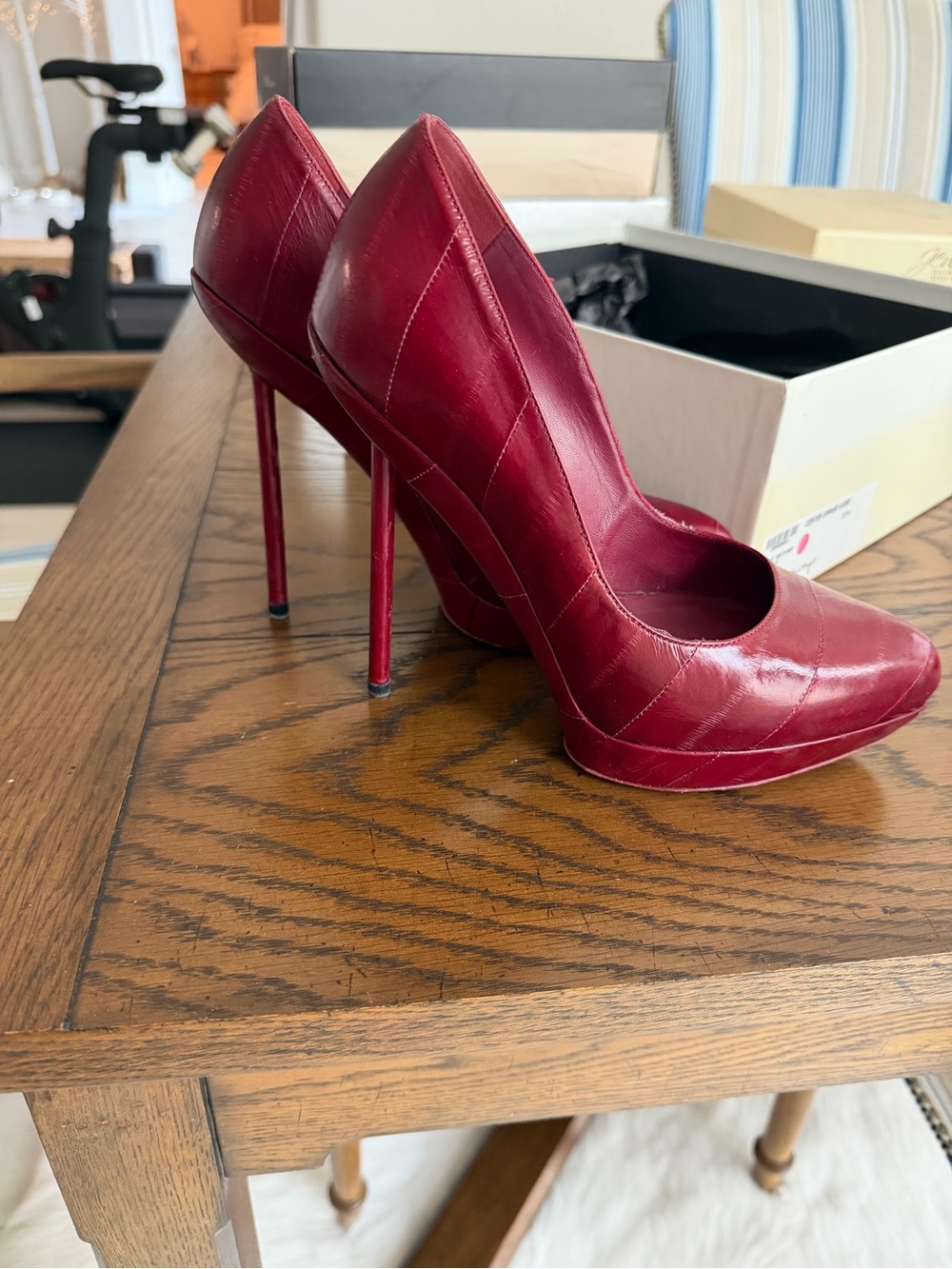 Yves Saint Laurent Deep Wine Leather Stiletto Pump - Picture 11 of 11